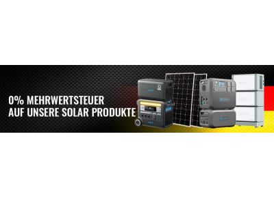 0% Mehrwertsteuer auf unsere Solar Produkte!