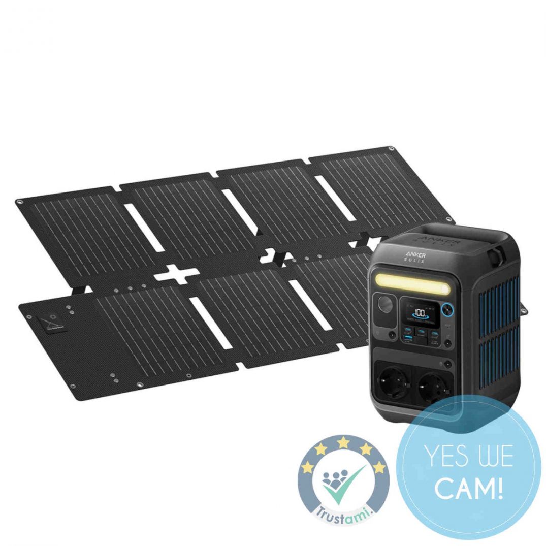 ANKER SOLIX C300X DC Powerstation in Frontansicht mit Display, DC- und USB-Anschlüssen für mobile Stromversorgung