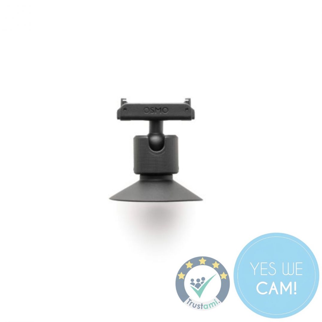 DJI Osmo Nano Magnet-Kugelkopf in Vorderansicht mit Saugnapfhalterung für Actioncams