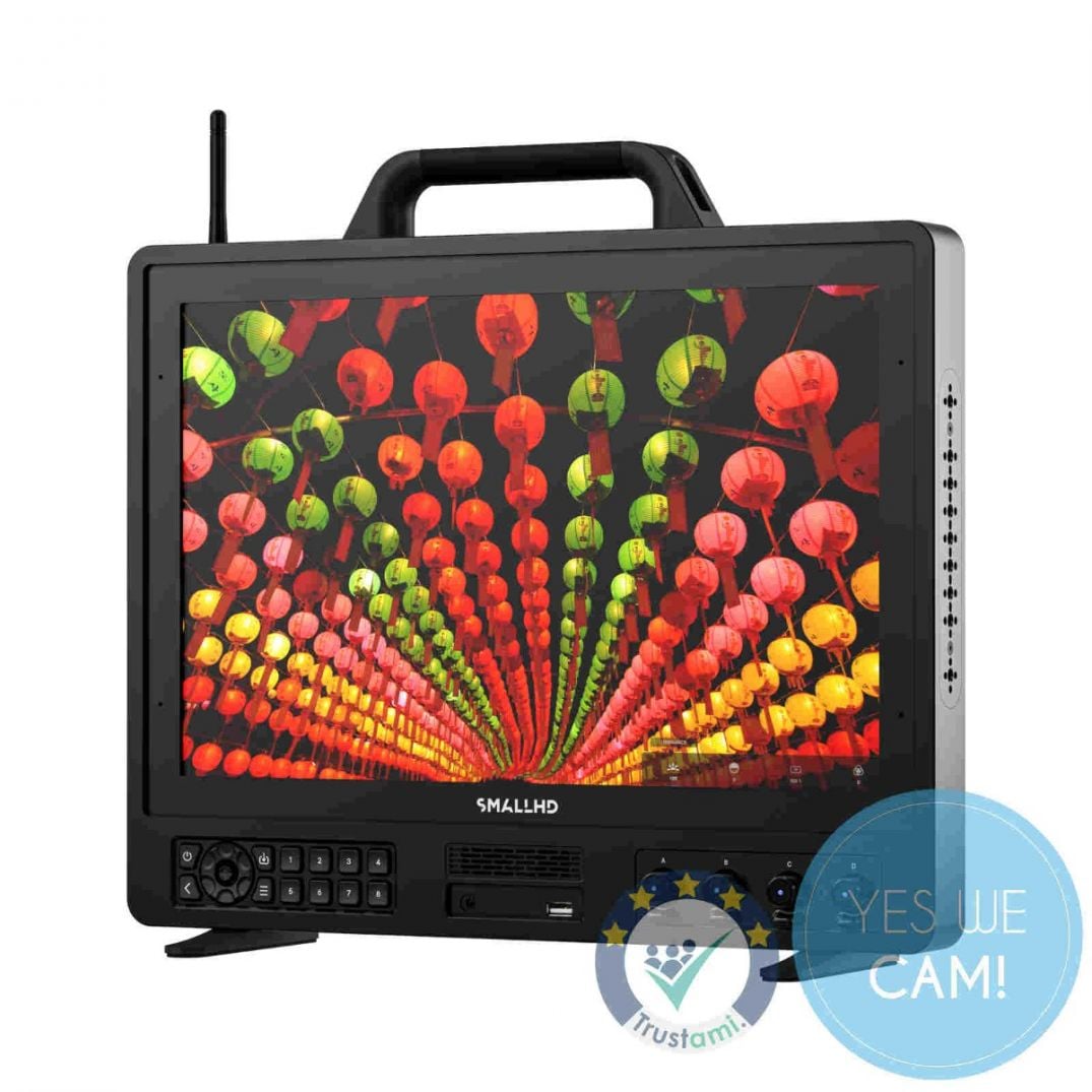 SmallHD OLED 16 4K OLED Produktionsmonitor in Frontansicht mit aktivem Display für DIT, Kamera und Regie