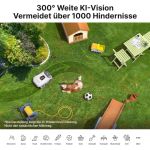 NTHBOT Genie 3000 Mähroboter mit App-Steuerung auf unebenem Gelaende