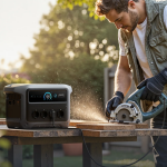 Anker Solix C1000X GEN 2 betreibt eine Kreissäge und weitere Werkzeuge im Garten oder in der Werkstatt