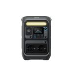 Anker SOLIX C300 Powerstation mit Display, LED-Leiste und Anschlüssen in seitlicher Ansicht