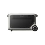 Seitliche Ansicht der Anker SOLIX F3000 Powerstation mit robustem Gehäuse und integrierten Rollen