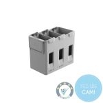 DJI Lito X1 Series Two-Way Charging Hub in schräger Vorderansicht mit drei Akkuschächten und seitlichem microSD-Fach