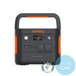 Jackery Explorer 1000 Plus Tragbare Powerstation in Frontansicht mit Display, Anschlüssen, Tragegriff und Prüfsiegel