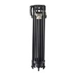 LIBEC QL-40B Quick Lock Tripod vollständig ausgefahren mit Mittelspinne in Frontalansicht