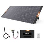 Oscal PM400 tragbares Solarpanel ausgeklappt mit Anschlusskabeln, Transporttasche und Zubehör im Lieferumfang