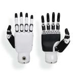 Weiße und schwarze Unitree RH56DFQ-2R Roboterhand rechts ohne Handgelenk für humanoide Robotik und präzise Greifprozesse
