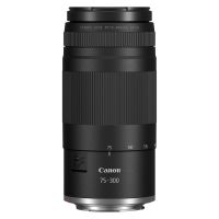 Canon RF 75-300mm F4-5.6 Telezoom-Objektiv in Frontansicht – leichtes 75–300 mm Zoom für Wildlife-, Sport- und Reisefotografie im EOS R System.