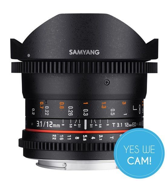 Samyang 12mm T3.1 VDSLR Fisheye Objektiv für Sony E-Mount Vorderansicht